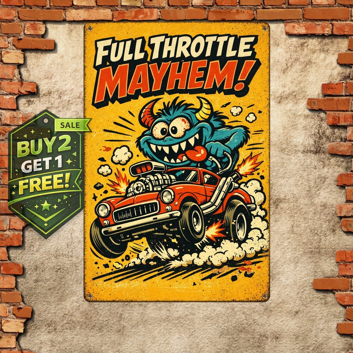 Bustin\' Loose Retro Cartoon Metal Wall Sign Vintage Tin Decor 8x12