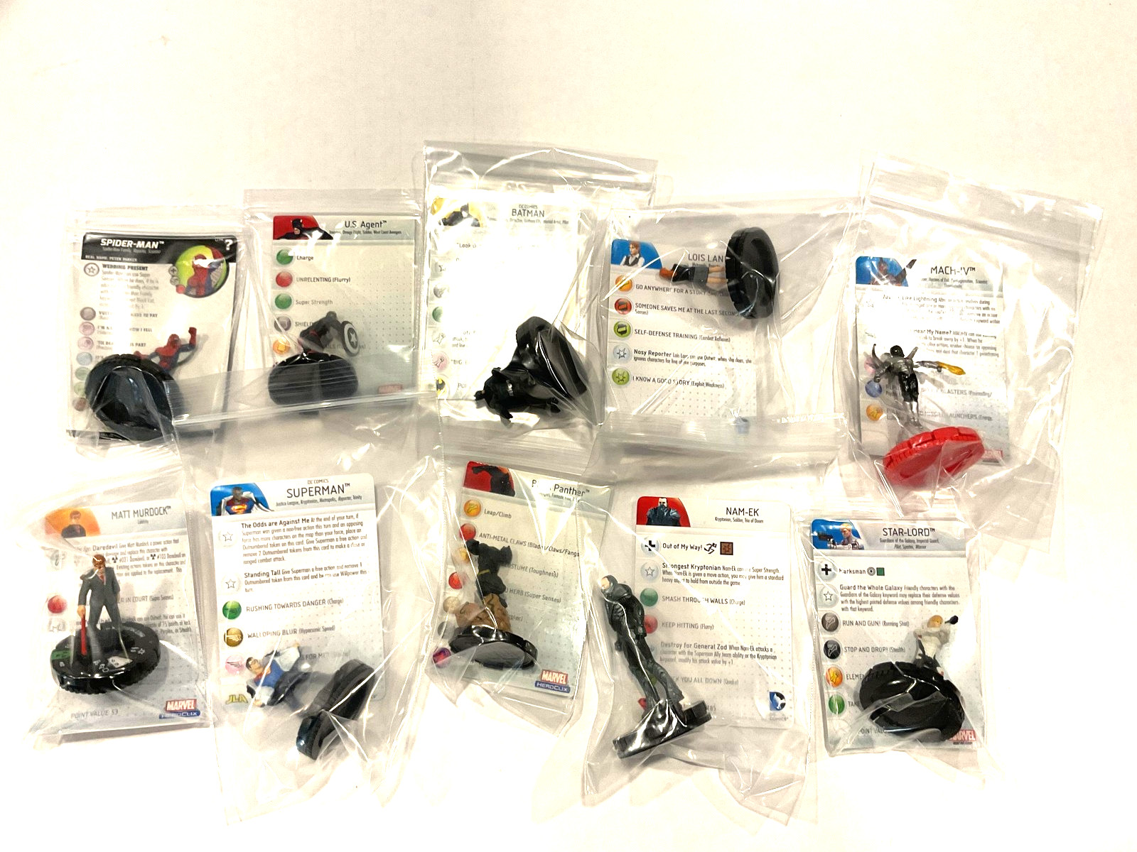 HeroClix Black Panther, Nam-Ek, Matt Murdock, Superman, Spider-Man, U.S. Agent