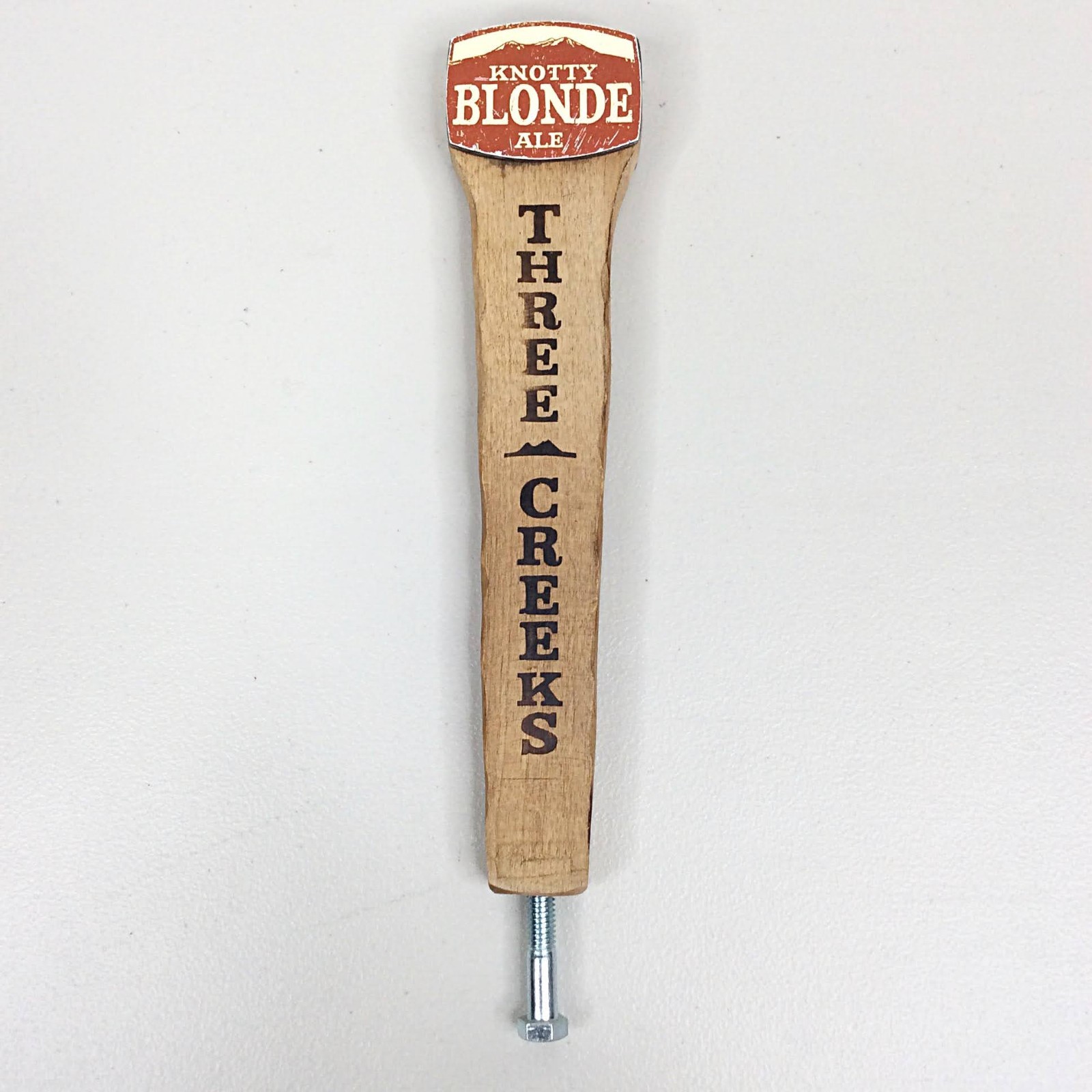 Three Creeks Brewing Beer Tap Handle Knotty Blond Ale Firestorm Red 11\