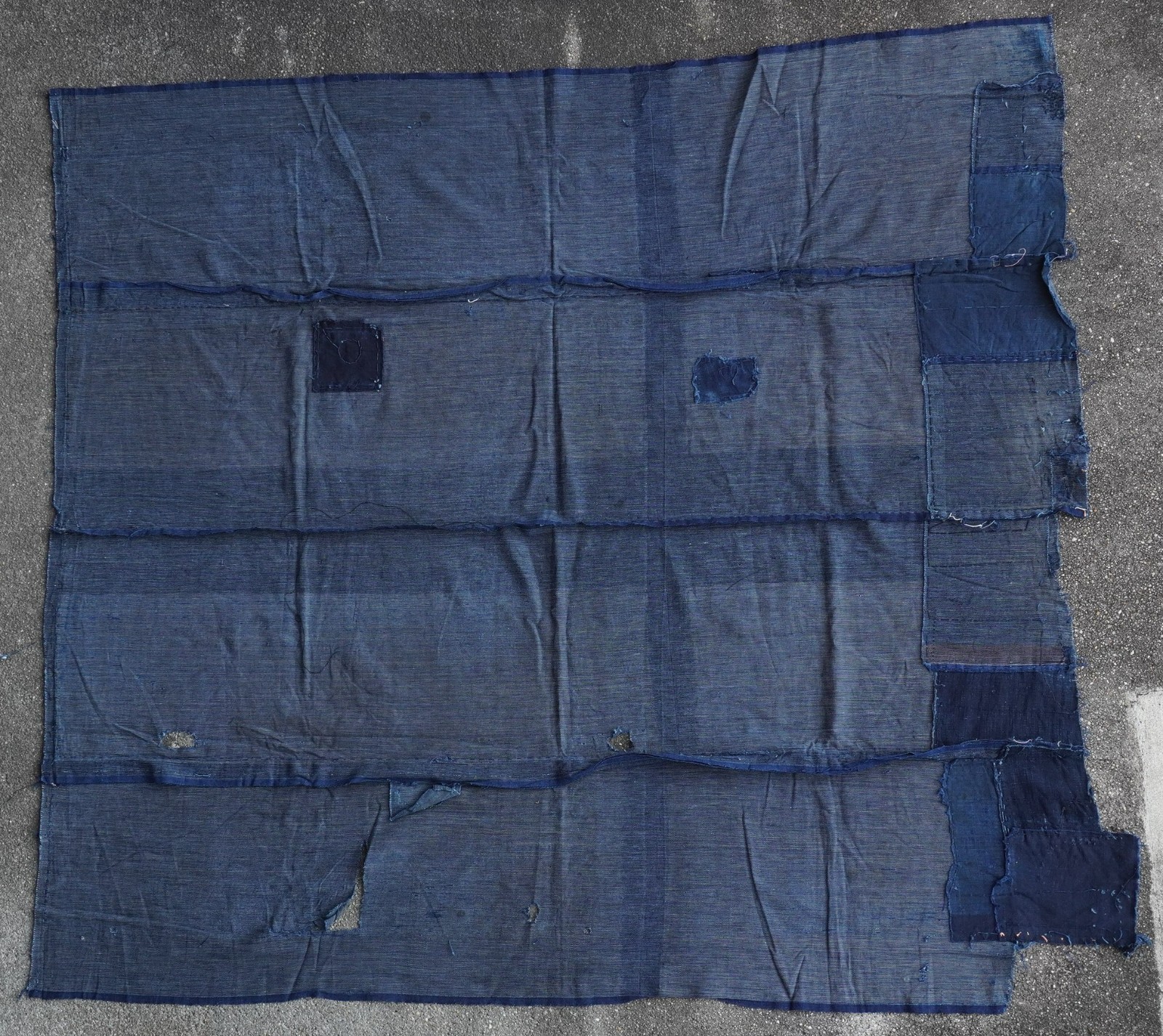 Japanese Antique BORO Fabric Indigo Aizome Cotton Textile 49 × 49 Japanese Antique BORO Fabric Indigo Aizome Cotton Textile 49 × 49