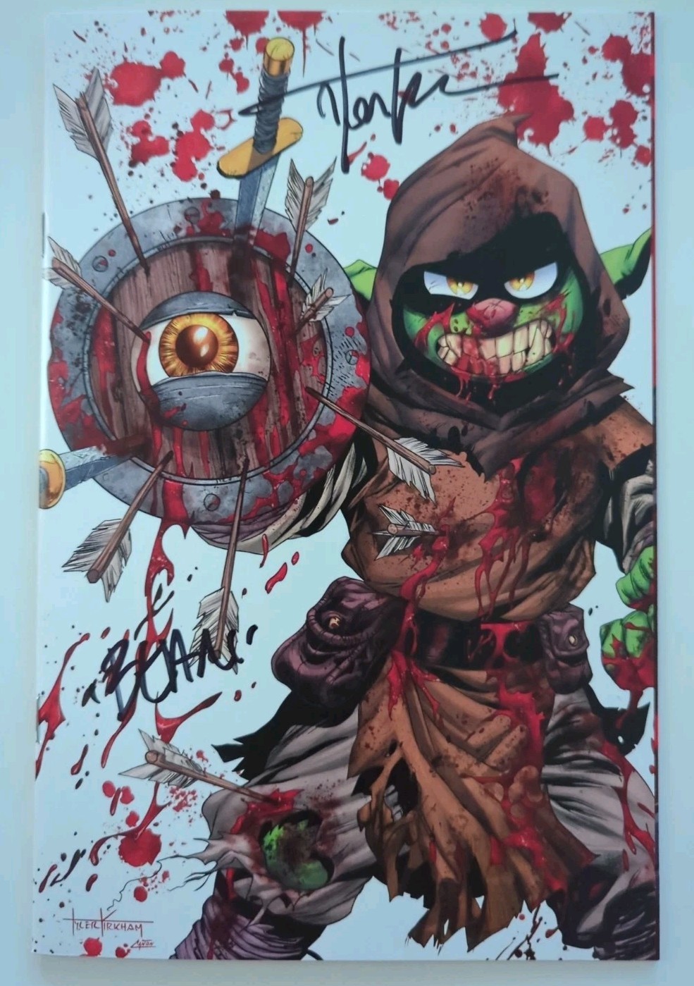 D'ORC #1 3RD PRINT BATTLE DAMAGED VIRGIN SIGNED BY TYLER KIRKHAM BRETT BEAN 2026 D'ORC #1 3RD PRINT BATTLE DAMAGED VIRGIN SIGNED BY TYLER KIRKHAM BRETT BEAN 2026