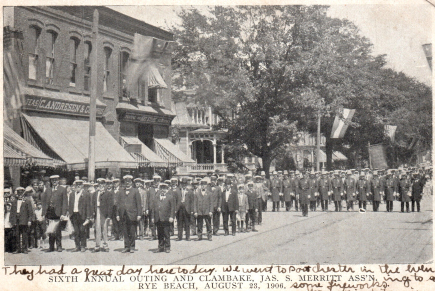 1906 Rye New York Merritt Clambake Parade Westchester Port Chester Postcard