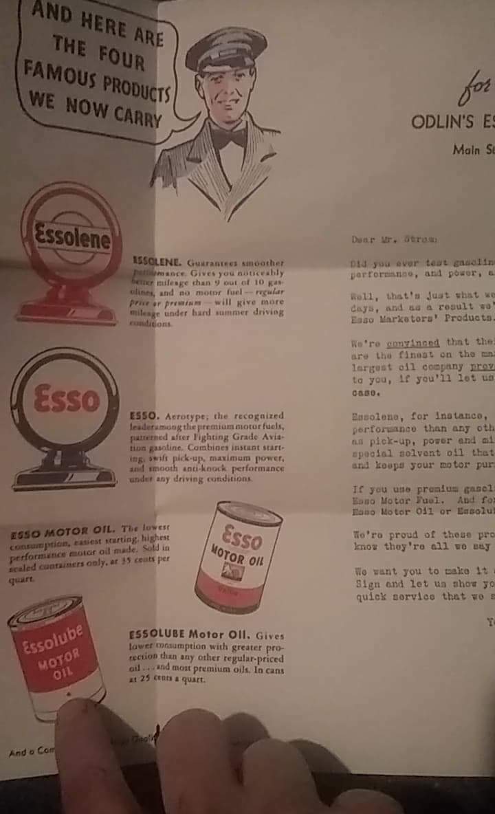 Esso  advertising from 1938