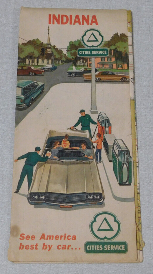1960\'s Cities Service gas station map of Indiana
