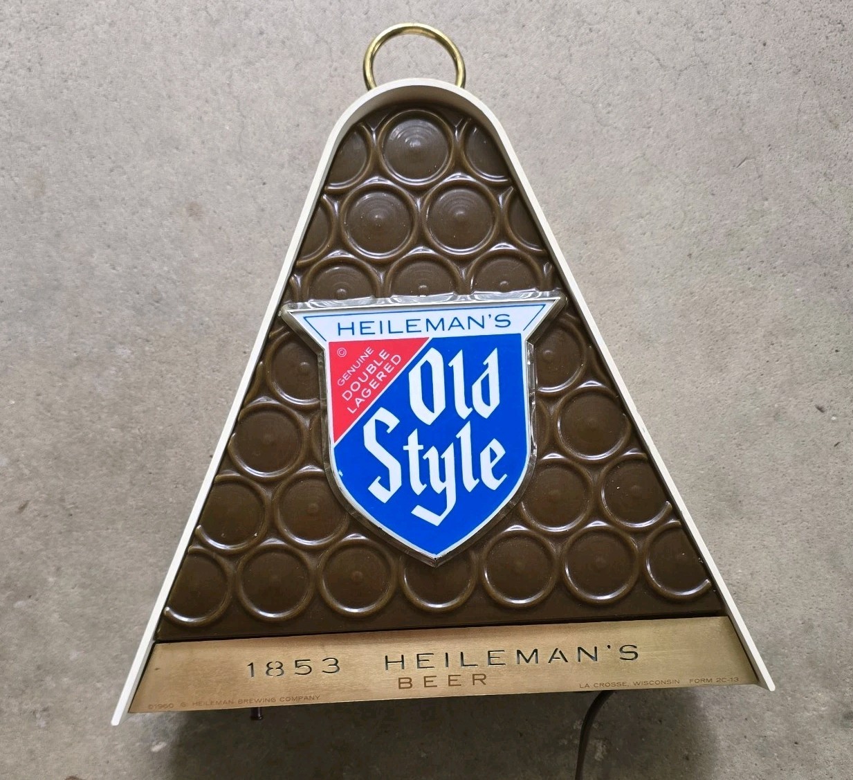 Vintage 60s Heilemans Old Style Beer Sign Light La Crosse Wisconsin Breweriana 