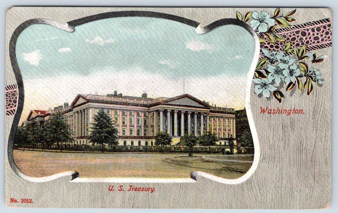 Pre-1907 U.S. TREASURY BUILDING WASHINGTON DC FANCY BORDER POSTCARD
