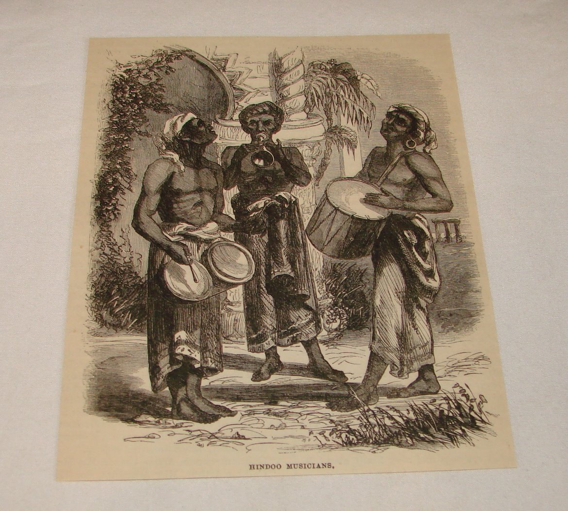 1879 magazine engraving ~ HINDOO MUSICIANS, India