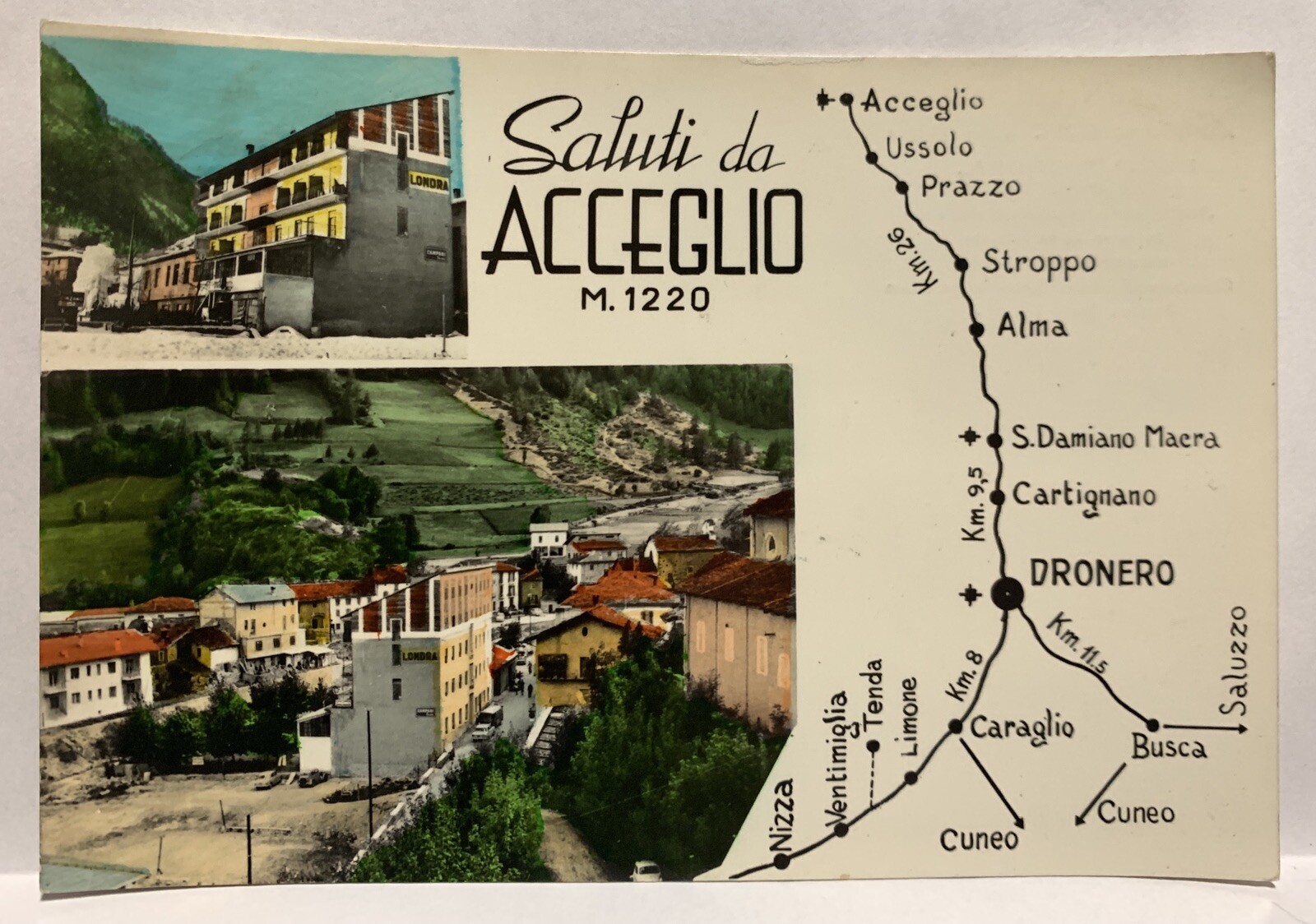 Postcard Greetings Acceptance Hotel London Zagnoni Valle Macra Maira Ussolo Prazzo