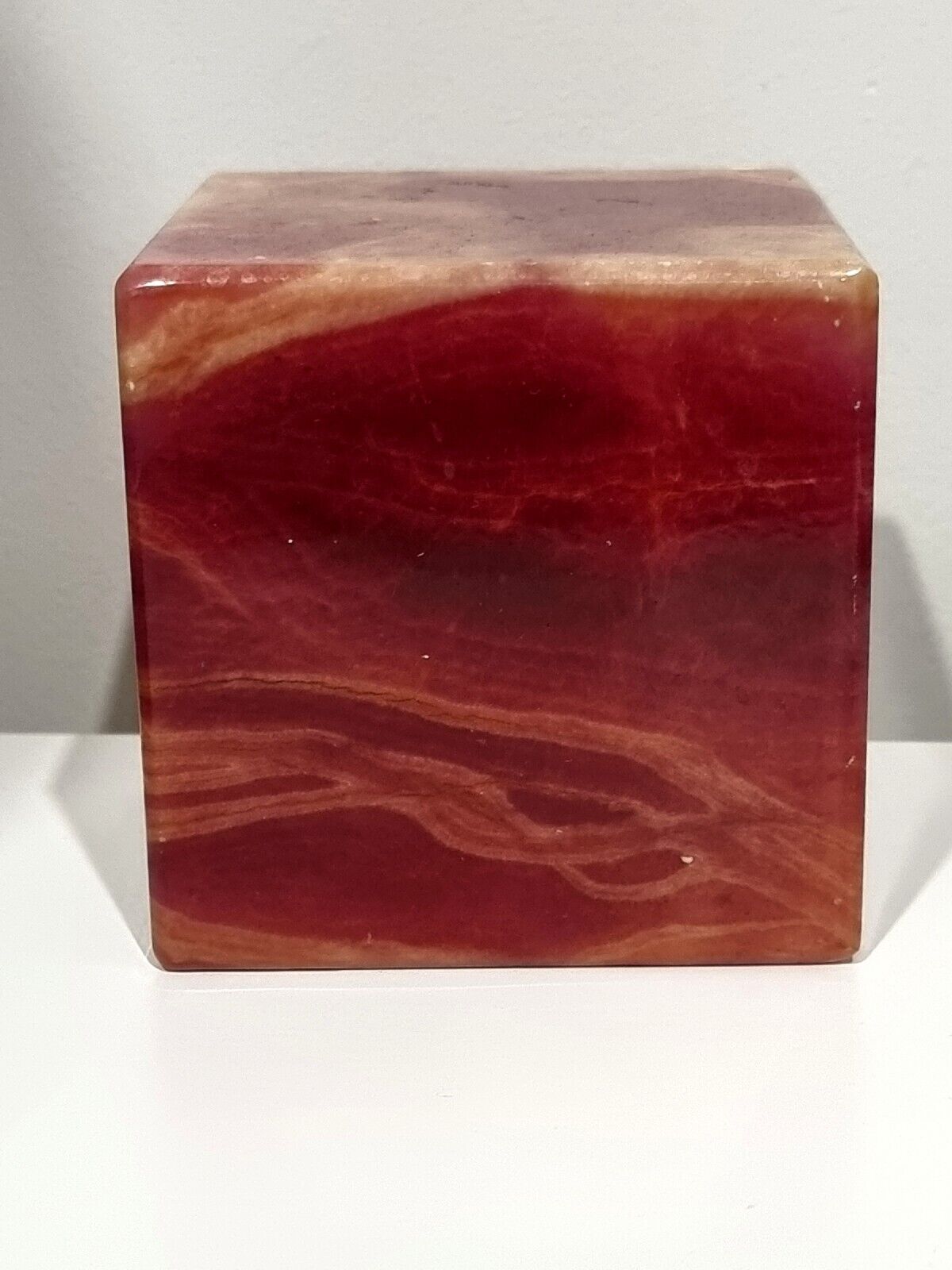 Alabaster Paperweight Square Marble Hand Carved Italy Decorative Vintage Genuine