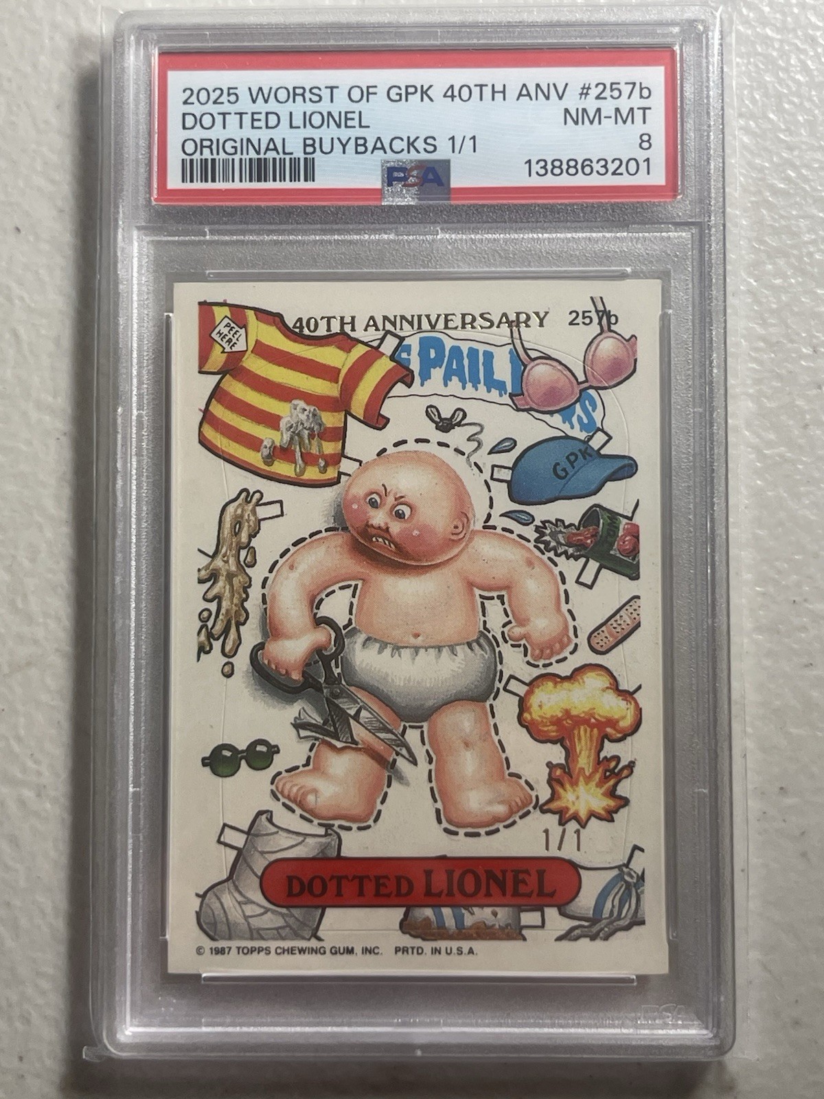 2025 topps worst of gpk 40th anniversary DOTTED LIONEL 1/1 One Of One