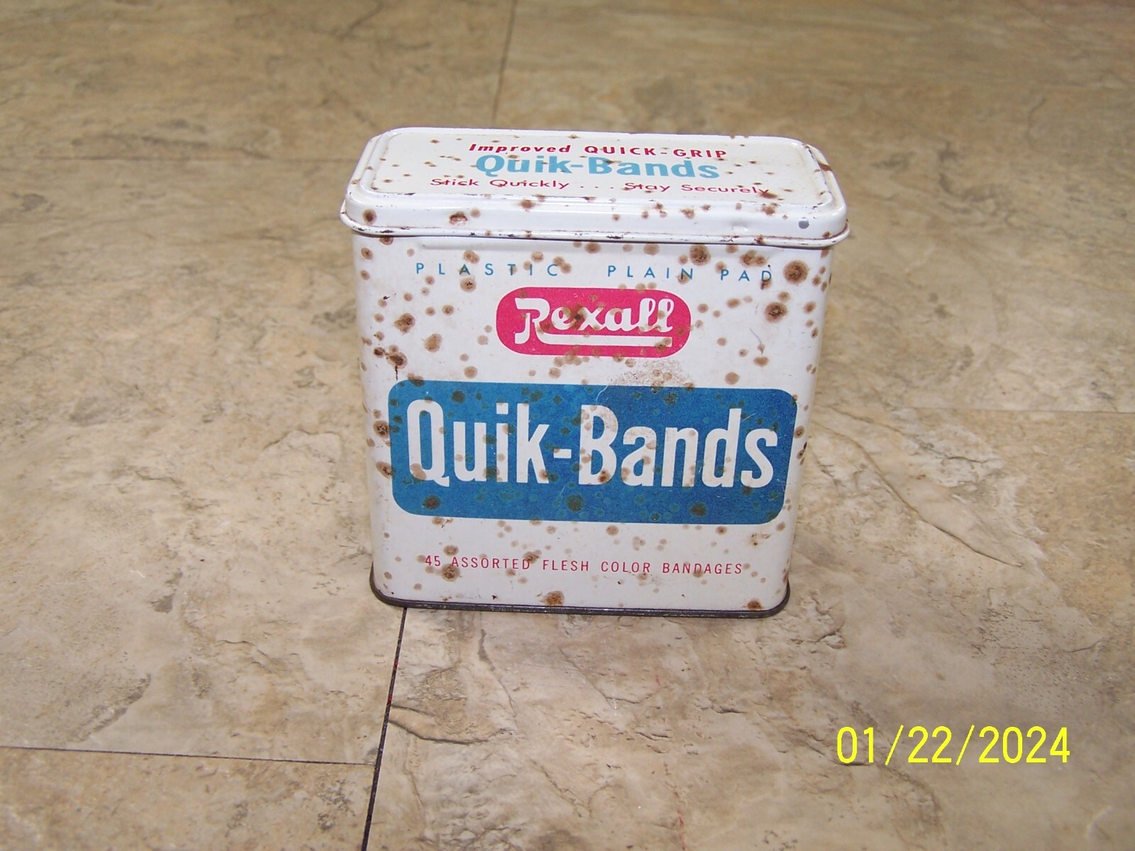 Vintage Rexall Quik - Bands - Band Aid Tin Can
