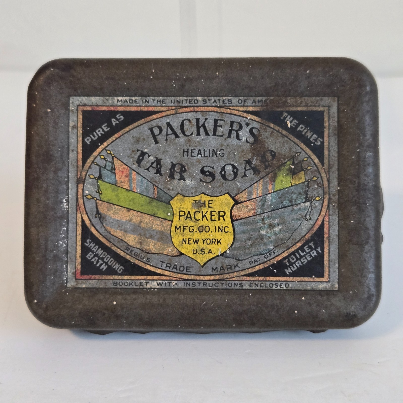 Antique Packer's Healing Tar Soap Tin New York City