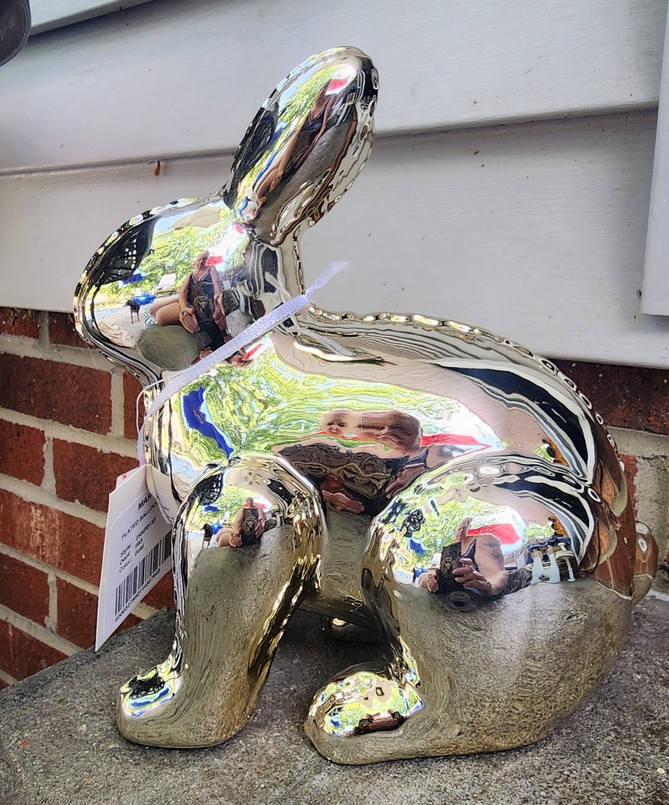 New Isaac Mizrahi  New York Plated Balloon Look Rabbit/ Bunny Statue 2x