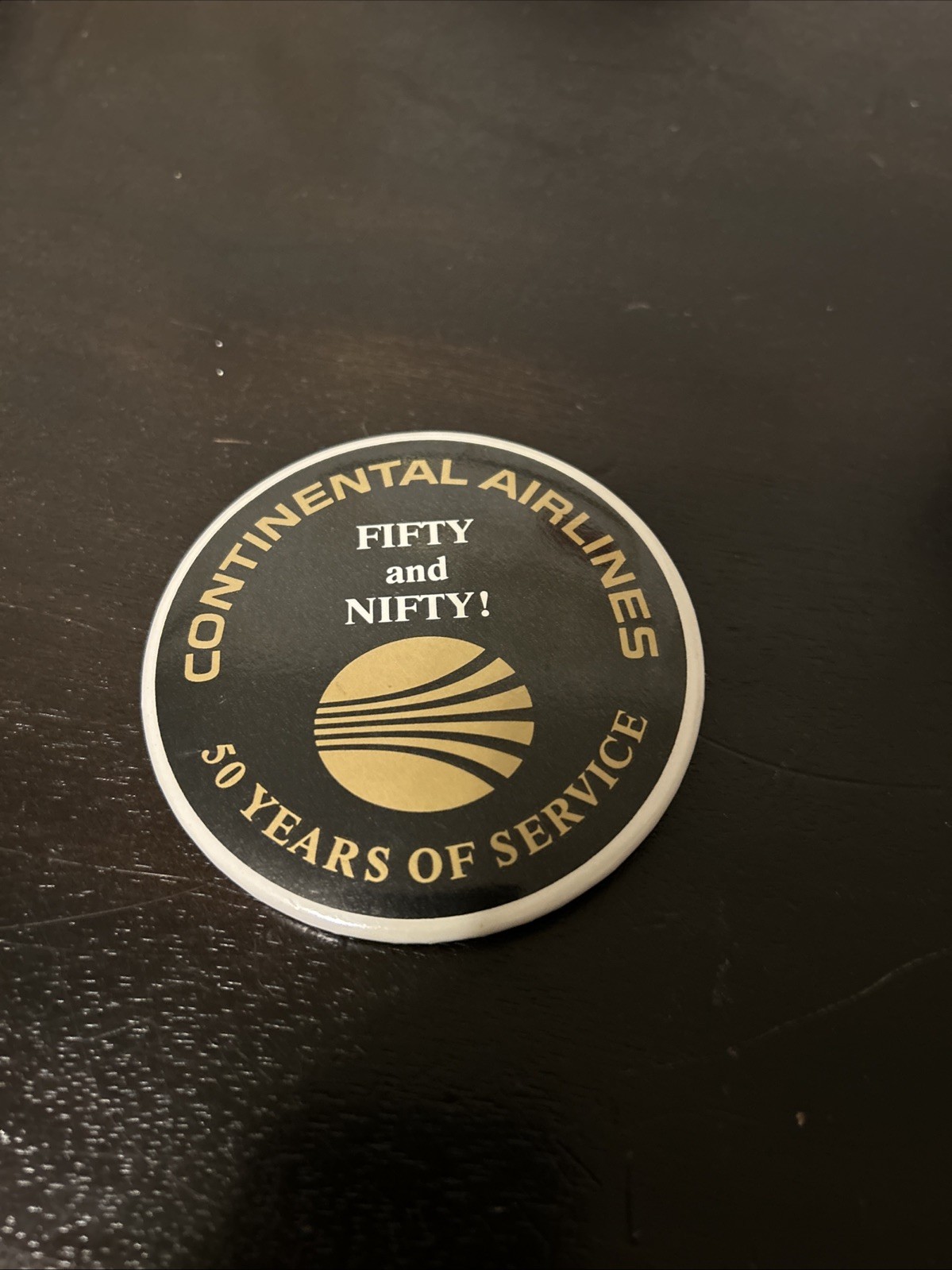 Vintage Continental Airlines Button Fifty and Nifty 50 Years Of Service