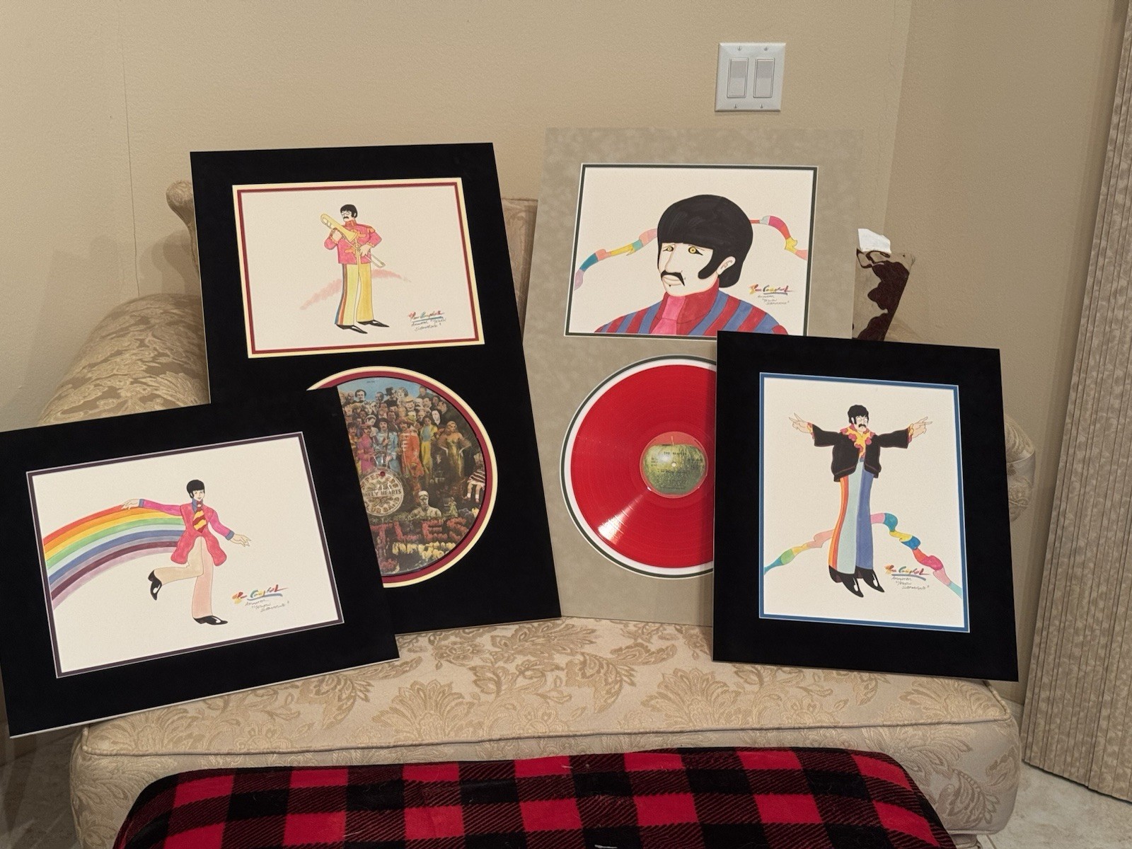 Ron Campbell 4 Beatles  Original Signed Beatles Art Drawings Reduced From $8500