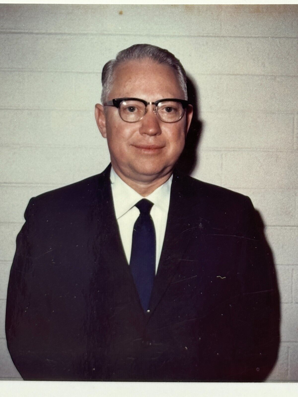 1Z Photograph Portrait handsome Older Man Horn Rim Glasses Suit Tie 1960-70\'s 