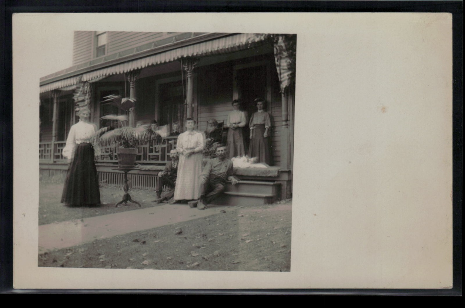 RPPC Postcard Blurry Family Photo, Isaac Harley's House in Shelby, Ohio c1910