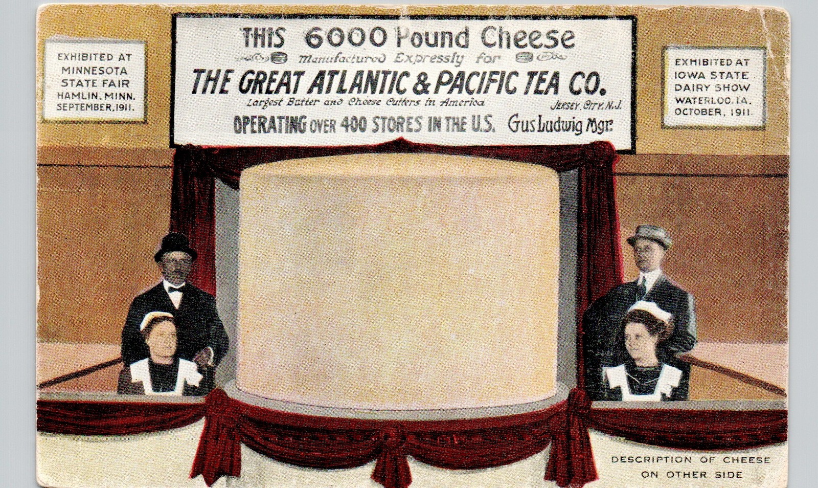 GREAT ATLANTIC PACIFIC TEA CO jersey city nj postcard c1910 new jersey cheese