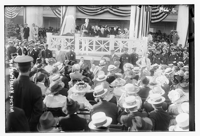 Woodrow Wilson Notification 1912 American Flags Crowd Policemen Bain News