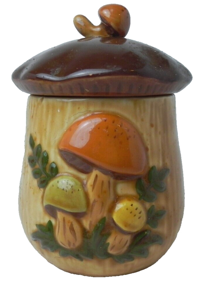Vintage Mushroom Canister Small Handmade Art Pottery Signed