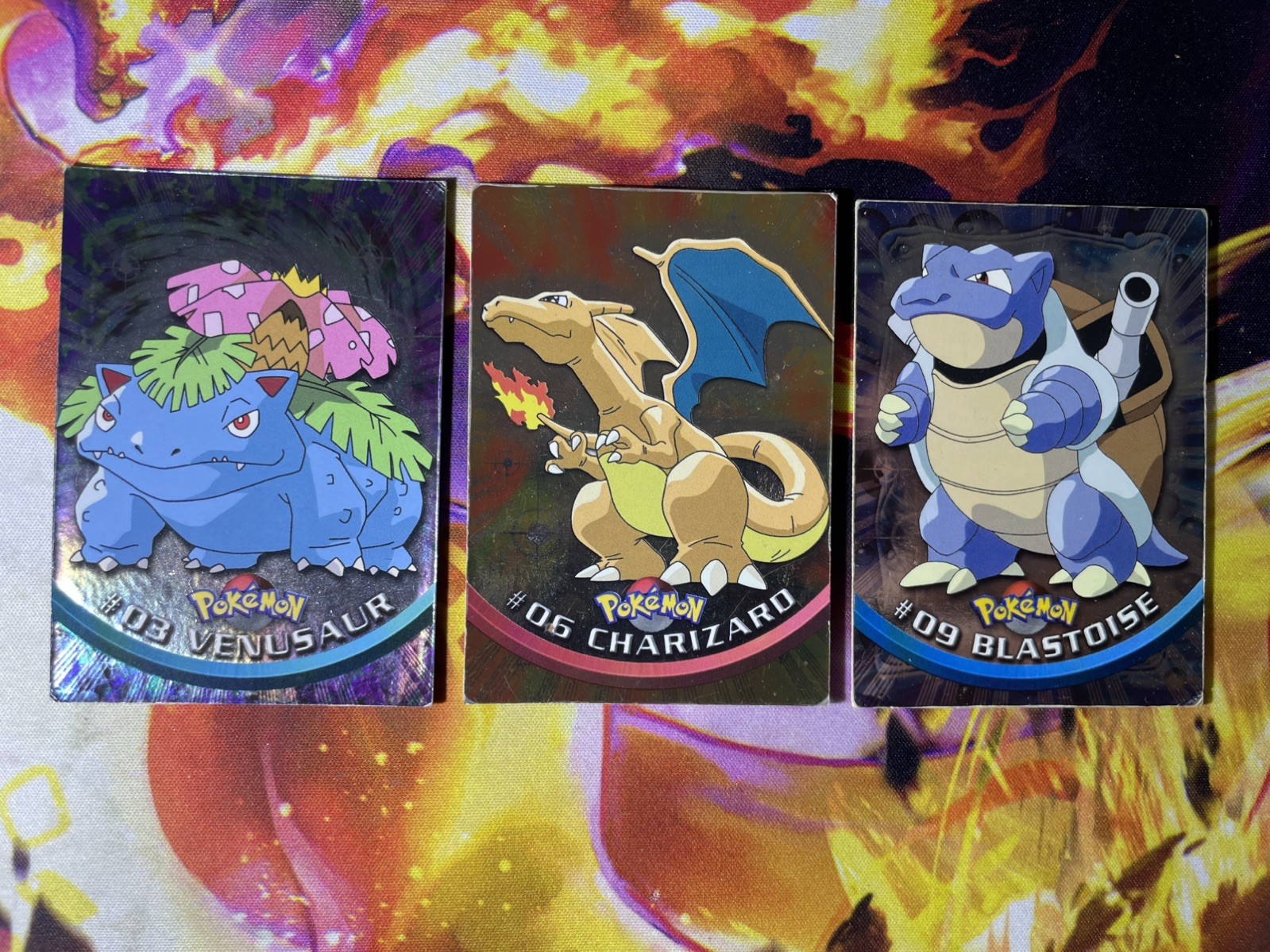Pokémon TOPPS HOLO Set Venusaur, Charizard & Blastoise Holo Blue Logo