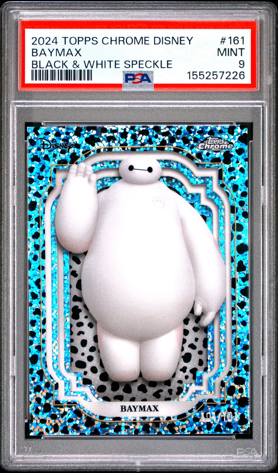 2024 Topps Chrome Disney #161 Baymax Black & White Speckle PSA 9