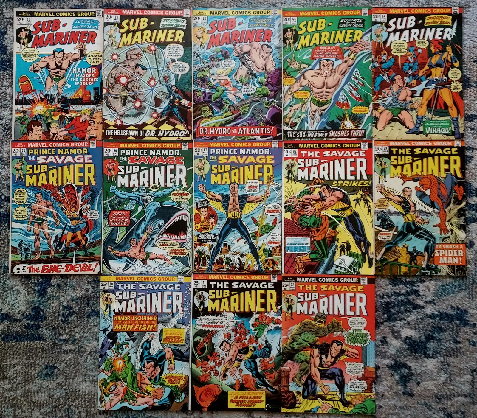 Lot of 13 Key Savage Sub-Mariner #60 61 6 63 64 65 66 67 68 69 70 71 72 Marvel