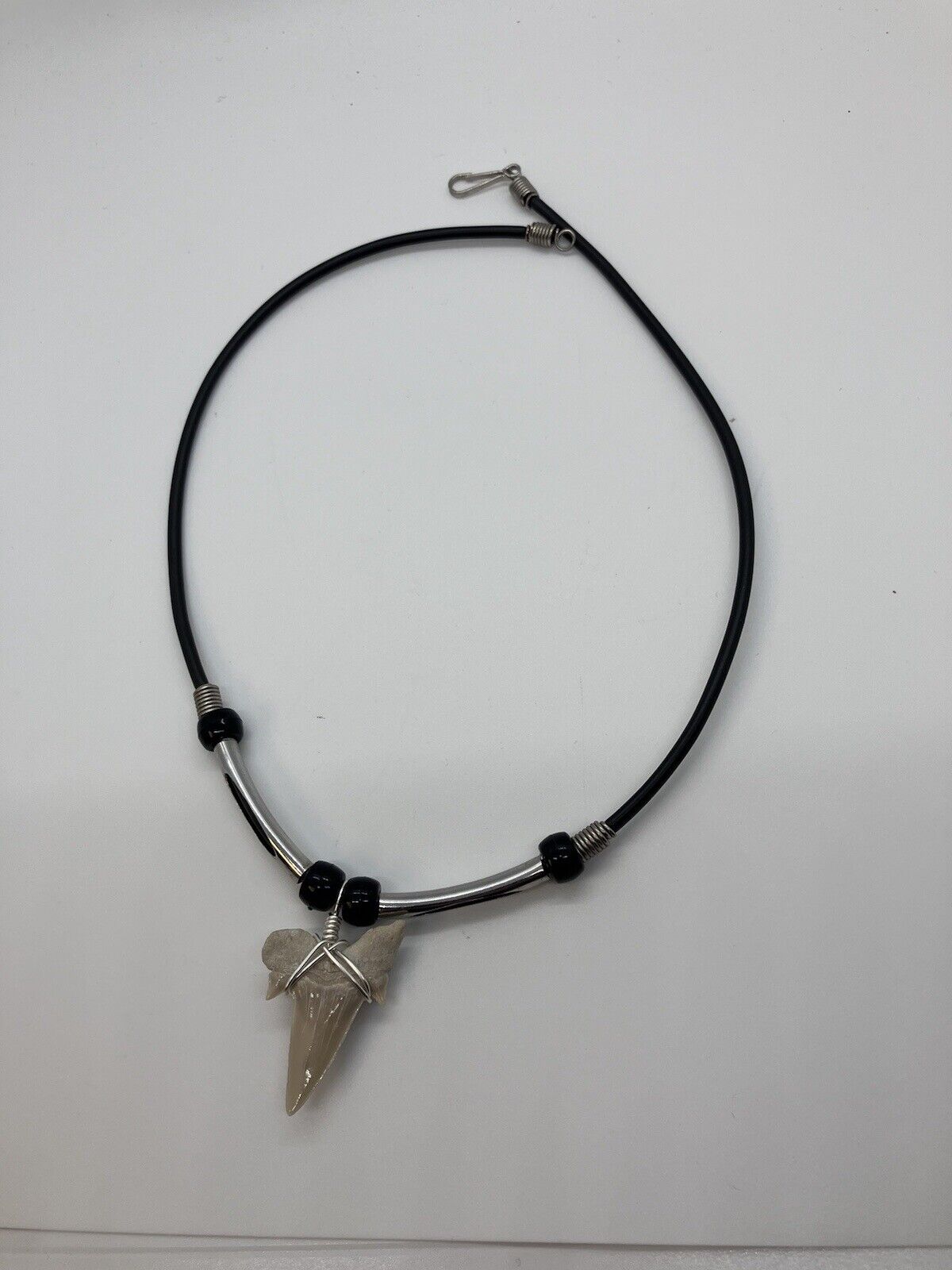 Real Mako Shark Tooth Pendant Surfer Necklace for Men | Wood Beads