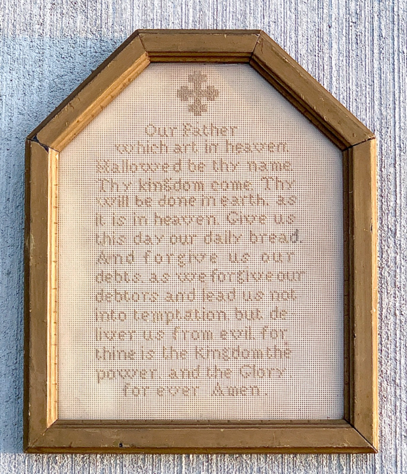 UNIQUE SHAPED Framed OUR FATHER PRAYER Paper Punch Sampler THE LORD\'S PRAYER
