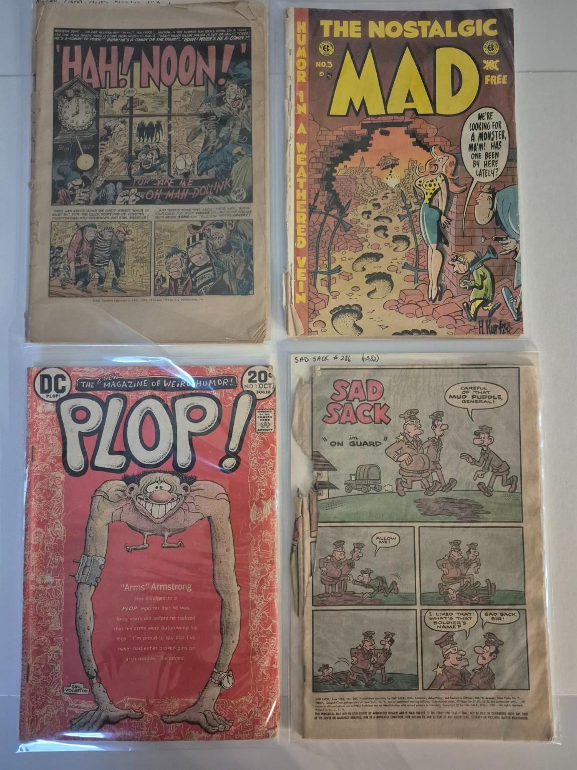PLOP #1 1973 Nostalgic MAD #2 #3 Sad Sack #286 Vintage Comic Lot
