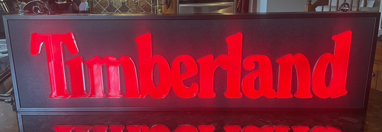 RARE Lighted Timberland Sign 40” X 11” X 3.5” Raised Letters Excellent Condition RARE Lighted Timberland Sign 40” X 11” X 3.5” Raised Letters Excellent Condition