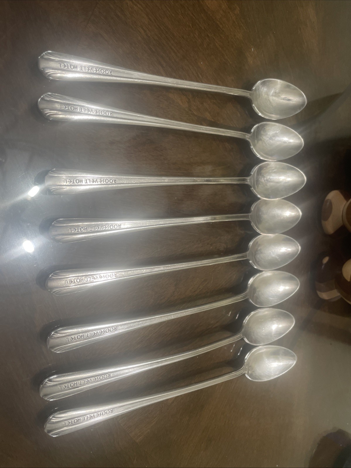 Antique Roosevelt Hotel International Silver Co Silverplate Iced Tea Spoons 8