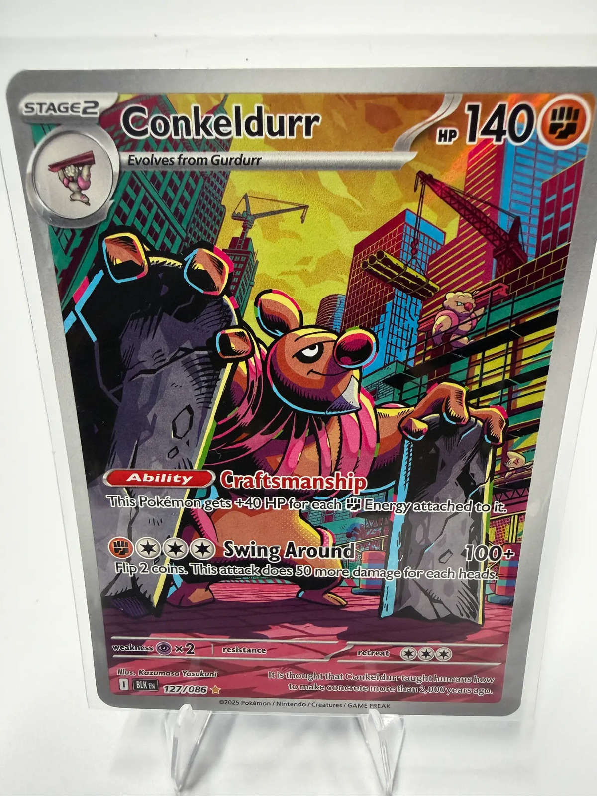 2025 Pokemon Black Bolt Conkeldurr 127/086 Illustration Rare
