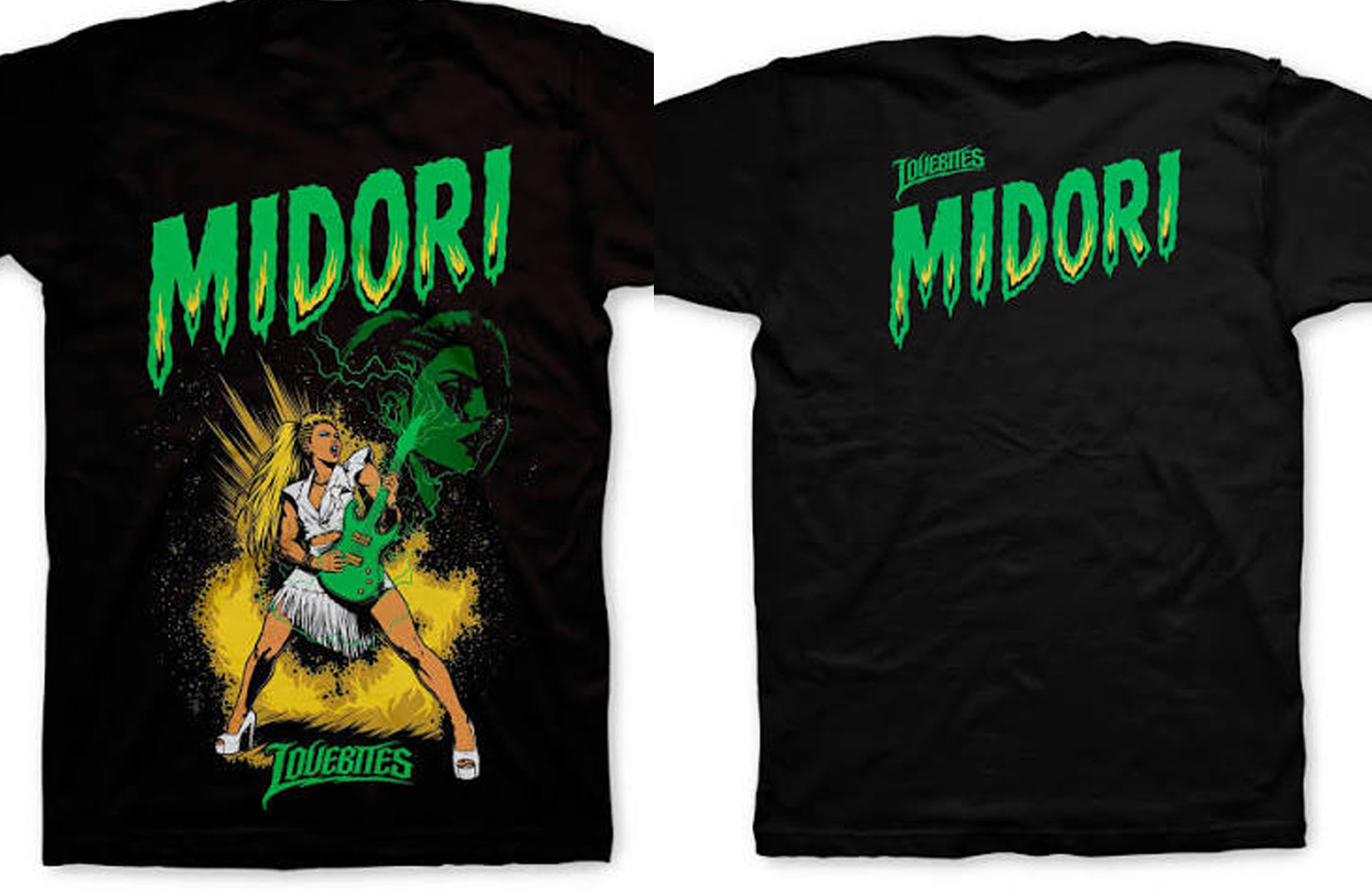 Japanese Rock Band Lovebites Midori black 2 sides T-shirt unisex S to 5Xl