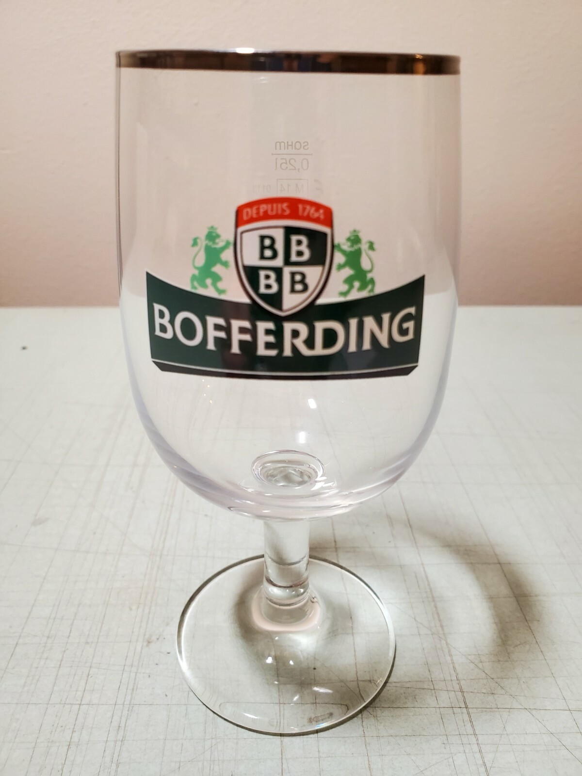 Bofferding of Luxembourg Silver Rimmed Stemmed Glass .25L NEW