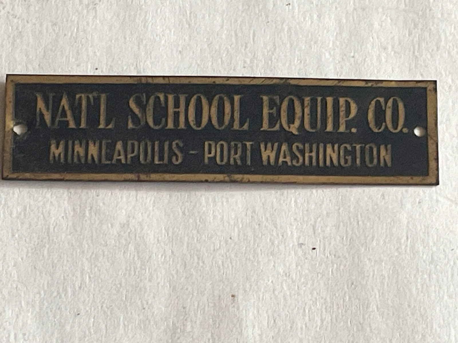 RARE National School Equipment Co. Brass Tag Emblem