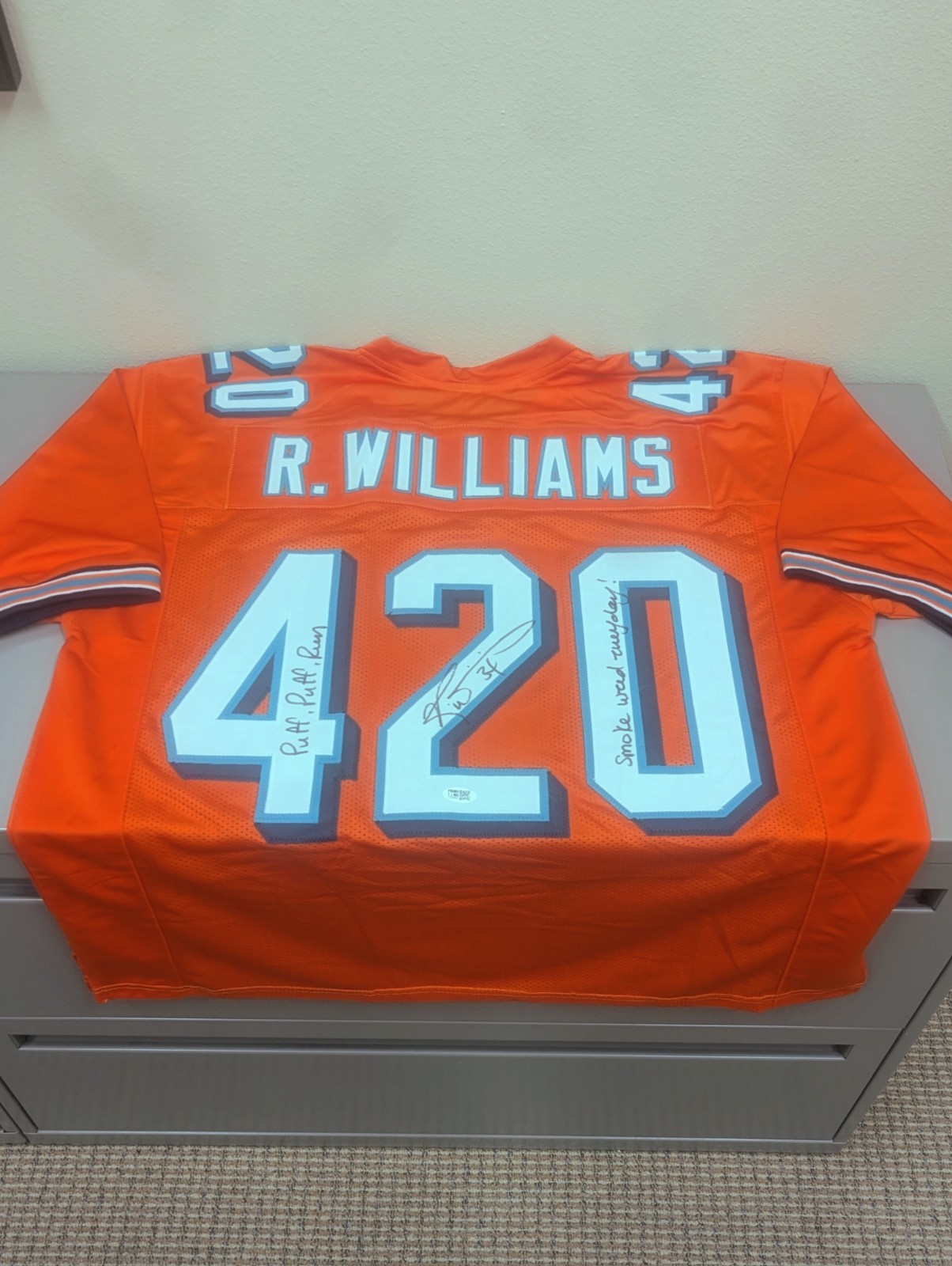 Ricky Williams Autographed Signed Miami #420 Jersey Puff Puff Run Smoke Weed 
