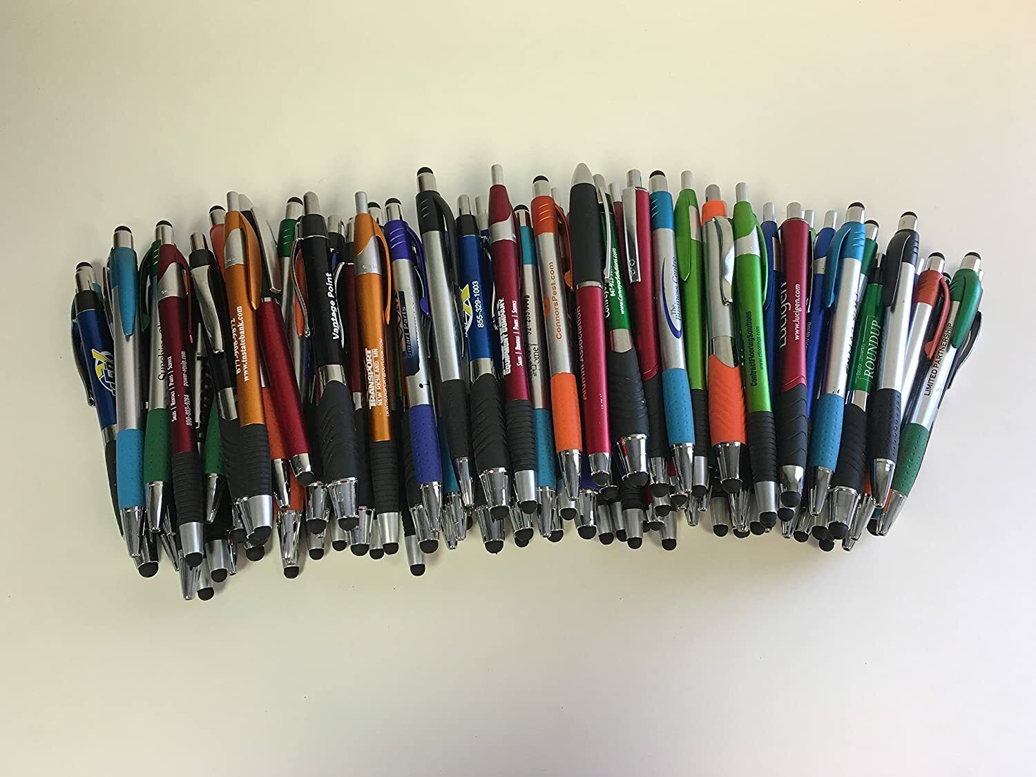 Bulk Lot of 500 Pens - Misprint Plastic Retractable Ball Point Pens with Stylus