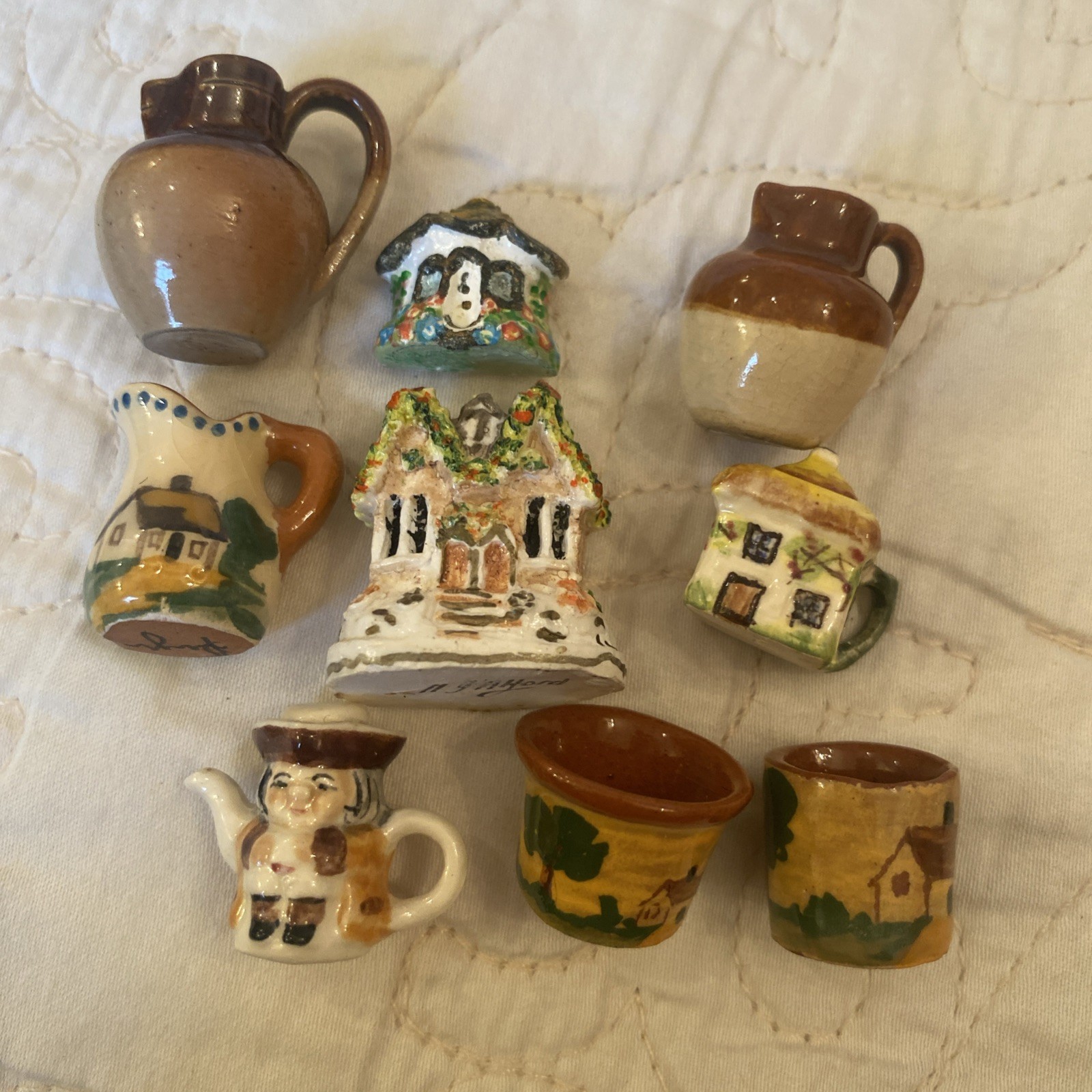 Rare Antique Miniature Staffordshire Wares, plus others hand painted rare 1/12 