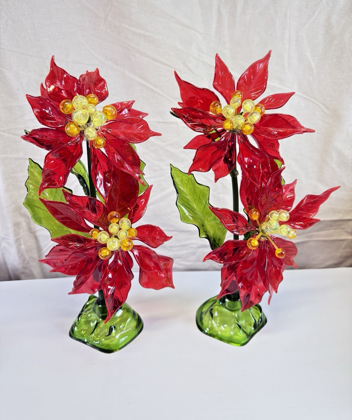 Vintage 1968 C.K. Ind. Acrylic Lucite - Christmas Poinsettia Flower 12