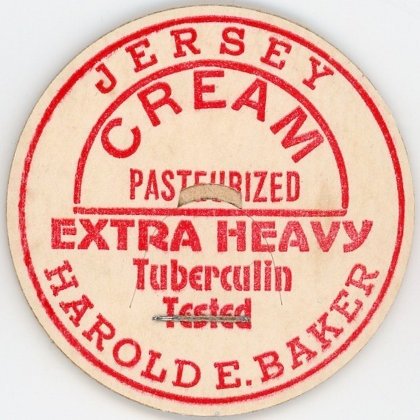 Milk Bottle Cap- Harold E. Baker - Shelburne Falls, MA (Massachusetts)- maverick