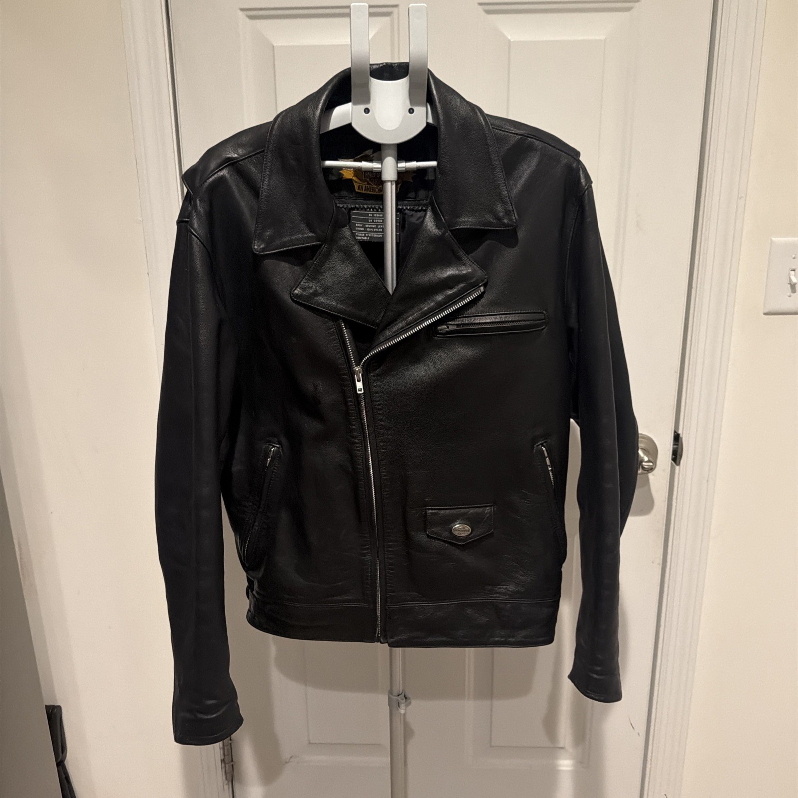 Rare Vtg Harley Davidson CA03402 Leather Jacket-Black-Size L Mens near perfect