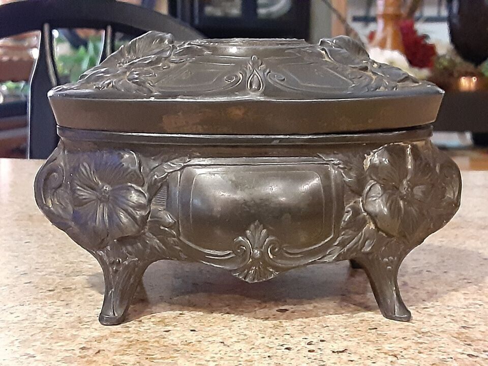 Antique Footed German Jewelry Casket