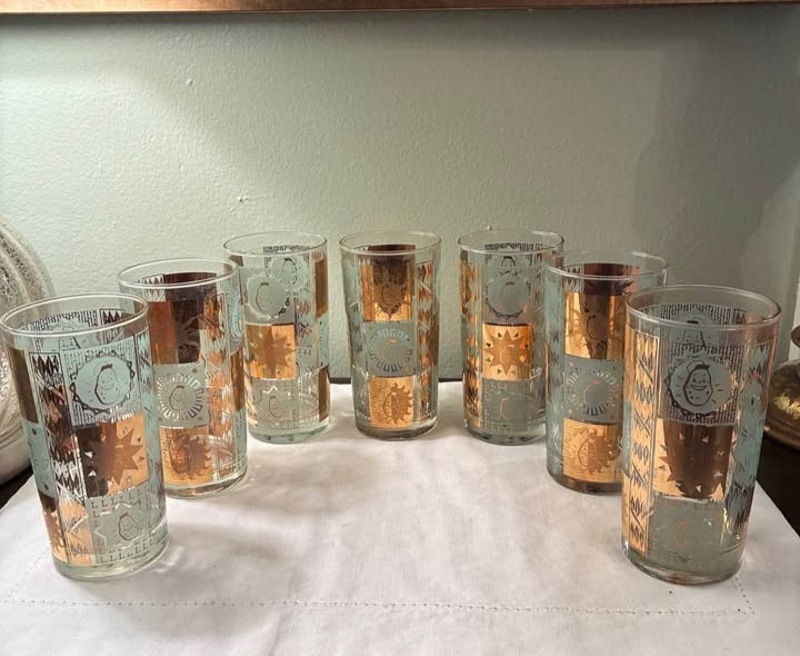 **RARE** Vintage Libbey Lays Potato Chip Co Potato Chip Drink Glasses Set of 7