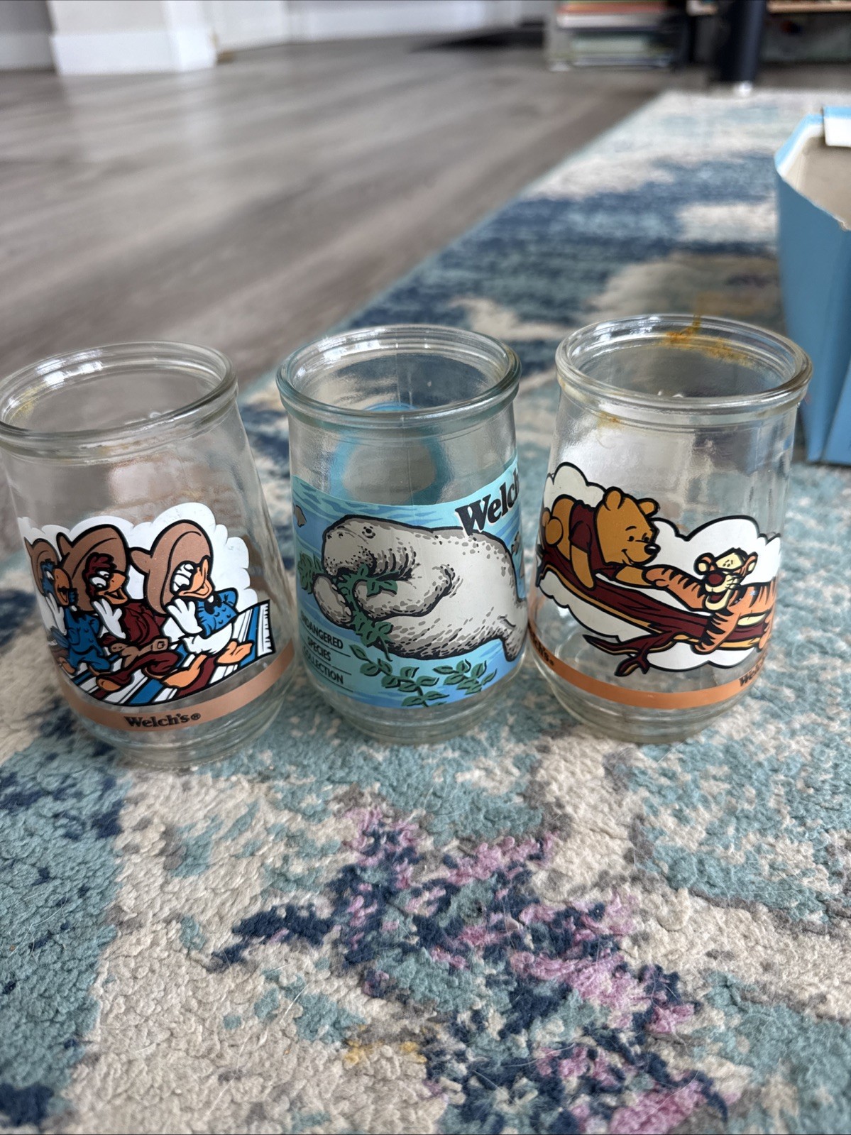 Vintage Welch\'s Jelly Jars- Winnie The Pooh #4, Manatee And Three caballeros #4 Vintage Welch\'s Jelly Jars- Winnie The Pooh #4, Manatee And Three caballeros #4