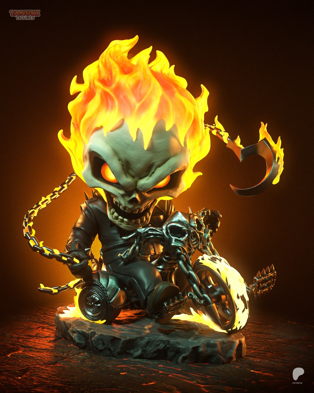 Ghost Rider Chibi 1/6 Scale Figure Statue Unpainted Resin Unassembled