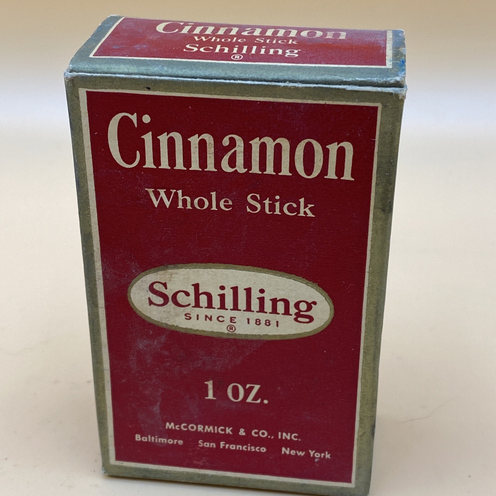 Vintage Schilling Cinnamon Whole Stick 1oz Box, Excellent Condition