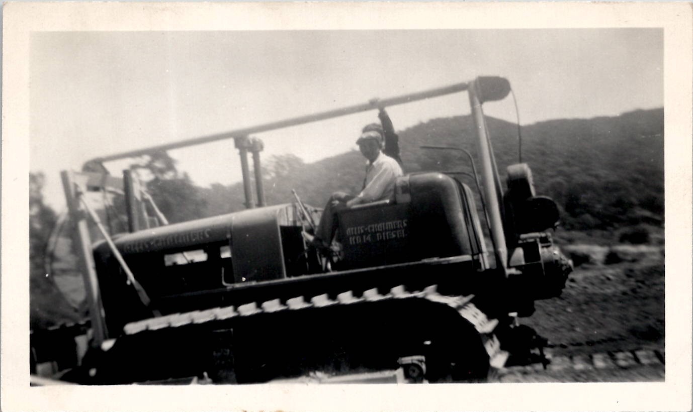 Farmer Man Riding Allis-Chalmers HD-14 Tractor Labor Work Ranch 1950s VTG Photo