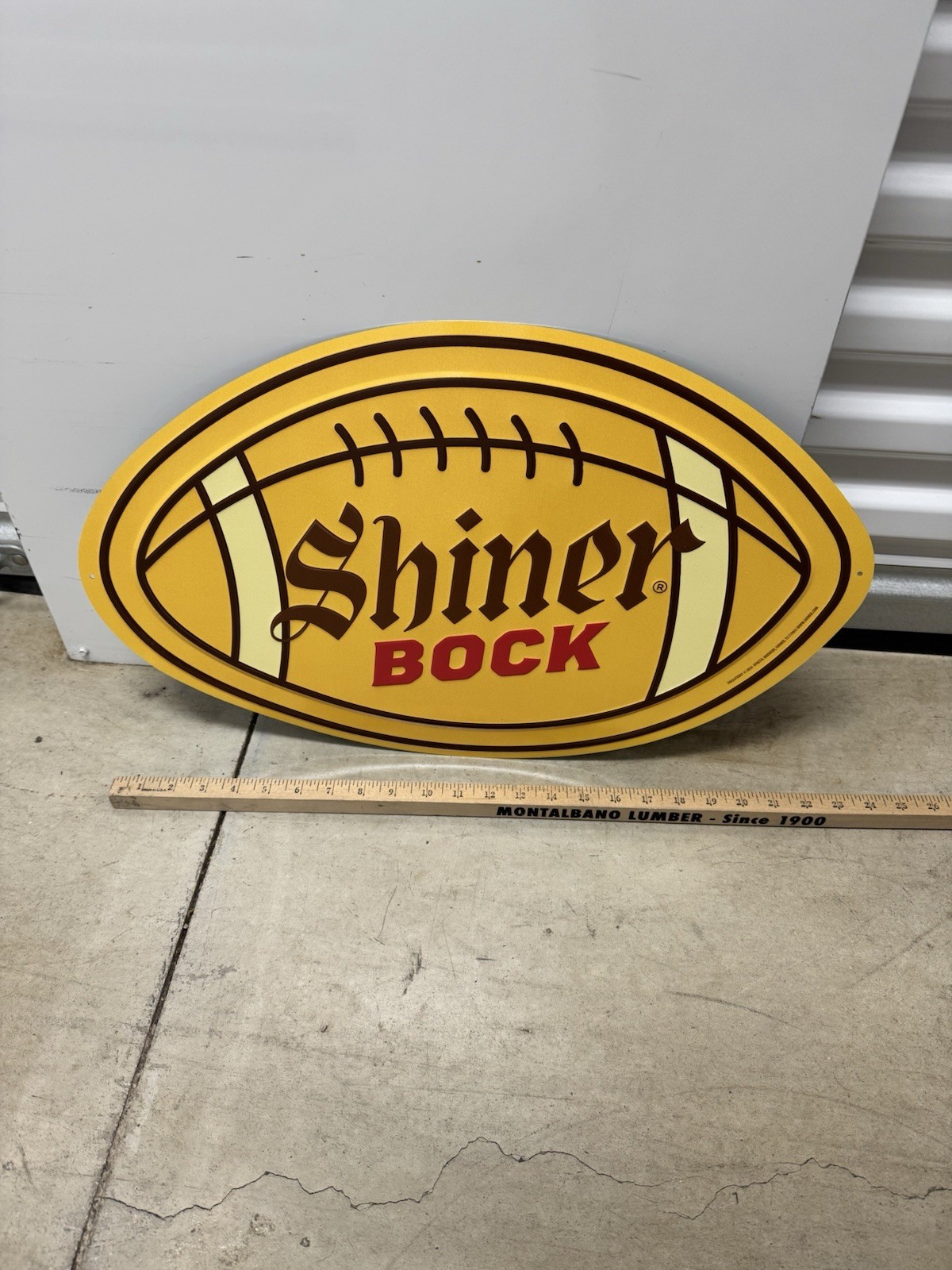 New SHINER BOCK BEER Spoetzl Brewery Texas Football SIGN MAN CAVE TACKER