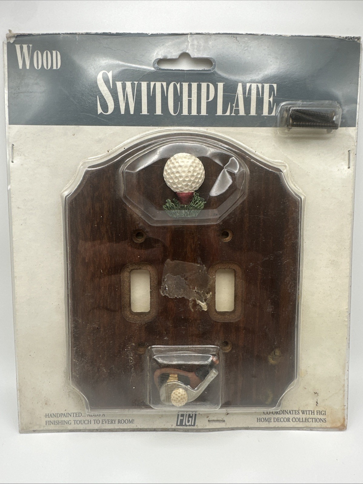 Vintage Wood Golf Switchplate | Hand Painted